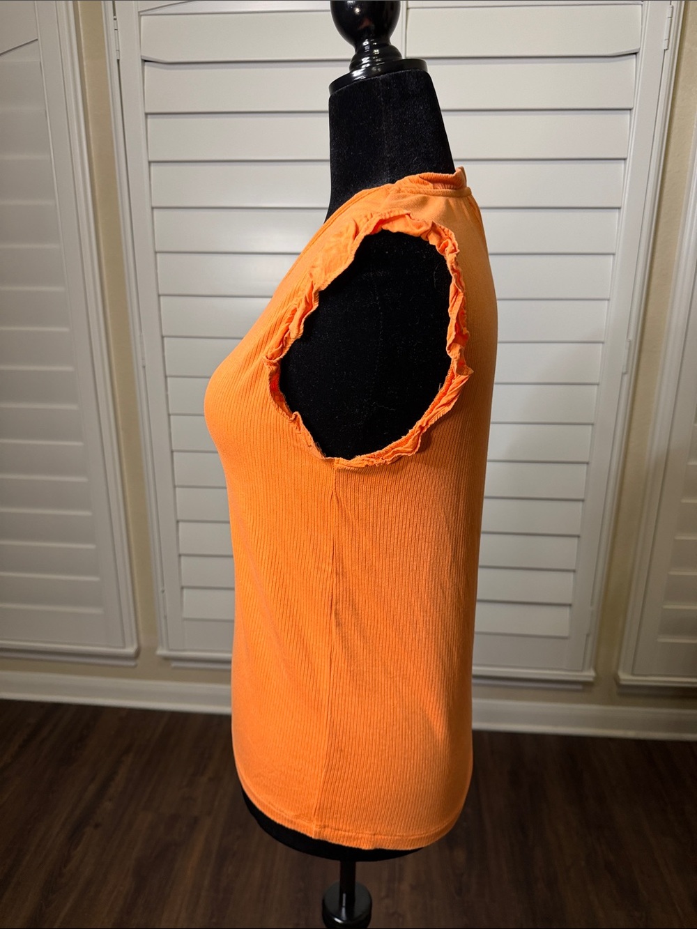 Design History Orange Ruffle-Sleeve Ribbed Tank - Picture 3 of 5